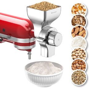 All Metal Grain Mill Attachment For Kitchenaid Stand Mixer, 12 Levels Flour Mill Grinder for Home, Fit for Grinding Wheat, Corn, Oats, Buckwheat,Millet and Other Cereals