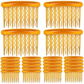 ELANE 24 Pcs Plastic Side Hair Twist Comb Small Hair Clip Comb with Teeth Hair Accessories Bridal Wedding Veil Comb for Women Girls and Crafts DIY 4 Colors. (Black+Light coffee+Dark coffee+clear)