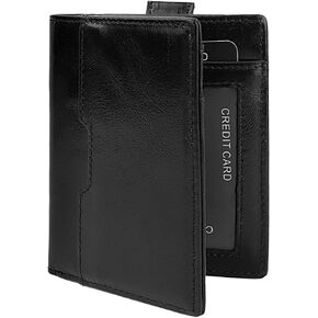 Genuine Leather Wallet for Men RFID Blocking Minimalist Card Front Pocket Slim Bifold Wallets Retro First Layer Cowhide Wallet,Brown