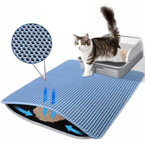 Cat Litter Mat, 24x18 Inches Large Honeycomb Double Layer Cat Litter Trapping Mat, Non Slip Waterproof Urine Proof Cat Litter Box Mat, Kitten Supplies and Essentials, Pink