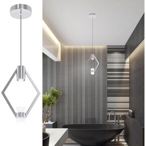 Espird 3pcs Pendant Lights Kitchen Island - Silver Hanging Light with Rhombic Style & LED 6000K Bubble LED Crystal Pendant Light for Kitchen Island & Living Room