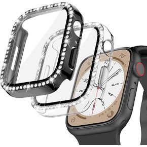 Goton 2-Pack Bling Case for Apple Watch Series 10 Screen Protector 42mm, Women Glitter Diamond Rhinestone Bumper Face Cover for iWatch Accessories 42 mm