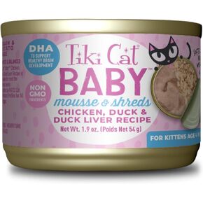 Tiki Cat Baby Thrive, Chicken & Chicken Liver, High-Protein & Flavorful, Wet Cat Food for Kittens 4 Weeks+, 5.6 oz. Pouches (Pack of 8)