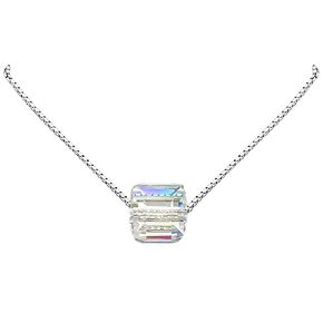 925 Sterling Silver Clear Crystal Cube Necklace, Layering Necklace, Minimalist Choker Necklace, Birthday Gift, Valentine's Day Present (18 inches)