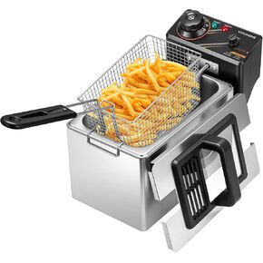 VIVOHOME Electric Deep Fryer with 4L / 17 Cup Oil Capacity, Stainless Steel Oil Fryer with Temperature control and Lid