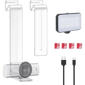 Acrylic Top Webcam Stand with Fill Light for Monitor, Laptop Screen, Middle Screen Webcam Mount, Compatible with Logitech MX Brio 4K, C920x, C922, C930, 1/4 Thread Screw Webcams (Clear)