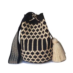 حقيبة WAYUU كلاسيكية أصلية، Mochila من كولومبيا، حقيبة كروس متوسطة الحجم مصنوعة يدويًا، حقيبة دلو، حرفة كولومبية (Zarza)