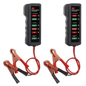2PACK 12V Car Battery Tester and Alternator Tester,Test Battery Condition & Alternator Charging, LED Indication 12 Volt Auto Check for Automobile