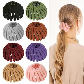8PCS Birds Nest Hair Clips - Expandable Hair Bun Maker Hair Accessories for Women Ponytail Holder Hair Bun Clip for Thin Thick Fine Curly Hair, Plastic Hair Barrettes Hair Scrunchies