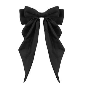 Women Bowknot Hair Clip,Vintage Satin Bow Barrette Hairclip Long Tail Headwear Hair Accessories for Ladies Big Bowknot Hairpin (Beige)
