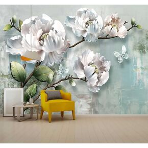 Chinoiserie Lotus Mural Wallpaper White Abstract Floral Wallpaper forBedroom Living Room TV Background Sofa Wall (not self-Adhesive)