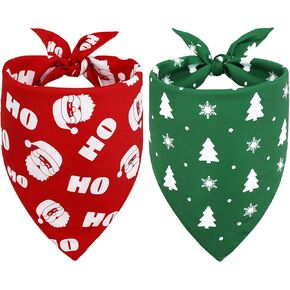 Vivifying Dog Christmas Bandana, 2 Pack Santa Claus and Christmas Tree Dog Scarves for Small Medium and Large Dogs, Holiday Dog Costume for Photo Prop, and Party Decor (Large, Red&Green)
