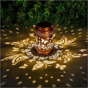 2 Pack Solar Lanterns Outdoor Hanging Hummingbird Decor Lantern,Waterproof Hollow Out Metal Decorative Garden Light,Graceful Decoration for Patio,Yard,Landscape,Festival
