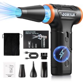 Compressed Air Duster, 220000RPM Electric Air Duster, Canned Air Replace Compressed Air, Mini Blower Stepless Jet Dry Air Blower Compressed Air Duster with LED for Car, Computer, Keyboard