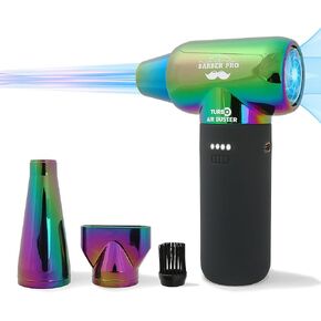Compressed Air Duster - Electric Duster for Hair Barber, 3 Gear Mini Portable Jet Dry Air Blower, Cordless Vacuum Cleaner, for PC, Office,Salon, Fan, Laptop, Keyboard, Car -Gradient Green