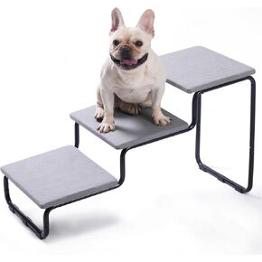 Dog Stairs for Large and Small Dogs, Extra Wide Metal Frame Dog Steps for Bed and Couch, Stable and Durable (Dark Grey, 20.9‘’H (Extra Wide), 3)