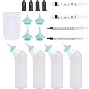 Pet Nursing Bottle Kit for Kitten Puppy,17 Pcs Cat Bottle Feeding Kit Nipple Kittens Syringe for Small Cat Dog Newborn Kitten Puppy Rabbits Squirrel Animals (Pink)