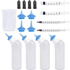 Pet Nursing Bottle Kit for Kitten Puppy,17 Pcs Cat Bottle Feeding Kit Nipple Kittens Syringe for Small Cat Dog Newborn Kitten Puppy Rabbits Squirrel Animals (Pink)