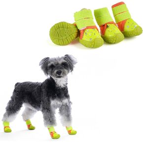 LUXIXI Dog Shoes for Small Medium Dogs, Waterproof Dog Boots & Paw Protectors with Soft Anti-Slip Rubber Sole, Dog Shoes for Rainy Ground, Snowy Ground, Muddy Ground (Yellow, 55#: (1.7"x1.9") WxL)