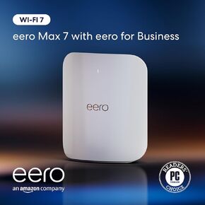 نظام Amazon eero Max 7 Mesh wifi مع eero مجاني لمدة شهر واحد للأعمال (يتم تجديده تلقائيًا سنويًا) - سرعات لاسلكية تصل إلى 4.3 جيجابت في الثانية، تغطية تصل إلى 5000 قدم مربع، توصيل أكثر من 200 جهاز، عبوتان