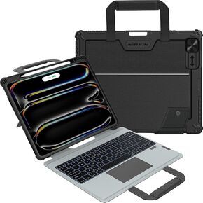 Nillkin Magic Keyboard for iPad Pro 13 Inch M4 Case 2024, Handheld Case for iPad Pro 13 Inch Case 2024 with Keyboard, Pencil Holder, Camera Protection, Three Levels of Brightness, Black