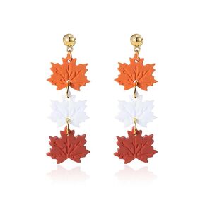 Thanksgiving Maple Leaf Earrings for Women Handmade Red Yellow Clay Earrings Autumn Lightweight Fun Colorful Earrings Fall Wedding Jewelry Gift (Multiple Maple Leaves)
