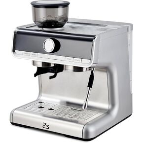 Espresso Machine with Grinder & Milk Frother - 20 Bar Professional Coffee Maker with 95 oz Removable Water Tank for Home Brewing Lattes and Cappuccinos - Stainless Steel