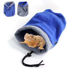 2 Pack Bearded Dragon Bath Towel Bag, Fast Drying Absorbent Bathrobe with Adjustable Drawstring, Microfiber Bathing Robe for Bearded Dragons Reptile Grooming Accessories (2 Pack (Blue+Grey))