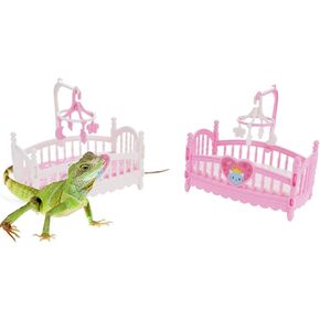 2 Pack Small Reptile Bed Cozy Bed for Small Animals Summer Cool Bed Cute Small Pet Terrarium Decoration Lizard Cabin Accessories for Small Reptile Lizard Gecko Hermit Crab
