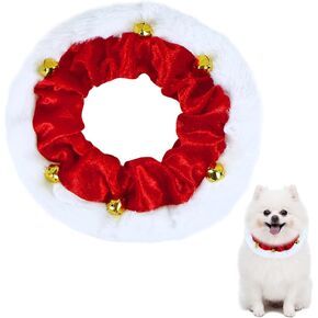 Dog Christmas Outfit, Christmas Dog Collar with Bells Ornaments Holiday Christmas Dog Neckwear Costume Clothes for Small Medium Large Dogs Pets (Red, Large)