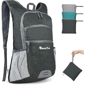 Seektop 20L Hiking Backpack Ultra Lightweight Waterproof Travel Backpack Packable Small Backpack Outdoor Foldable Day Pack for Women Men, Black