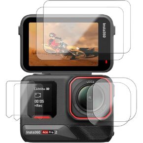 For Insta360 Ace Pro 2 Screen Protector, Camera Screen Protectors, Lens Protector, HD Tempered Glass,9H Hardness,Scratch Resistant,Anti-Fingerprint,Easy Installation（2+2+2pack）