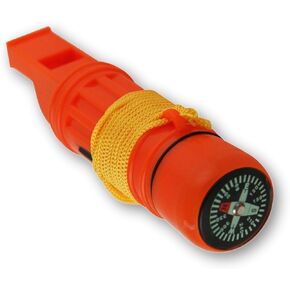 Emergency Zone 5 in 1 Survival Whistle. Compass, Whistle, Water-Resistant Container, Signal Mirror, Ferro Rod. Available in 1, 3, 30, and 300 Pack.