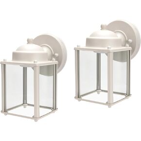 LIT-PaTH Outdoor Wall Lantern, Wall Sconce as Porch Lighting Fixture, E26 Medium Base, Aluminum Housing Plus Glass, Bulbs NOT Included, 2-Pack, Nickel Finish