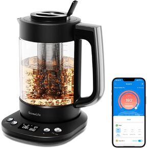 GoveeLife Smart Electric Kettle with Tea Infuser for Loose Leaf Tea, 1.7 L Electric Tea Kettle with Brewing Program, Variable Temperature Control, 2 H Keep Warm & Auto Shut off, BPA Free, Sliver