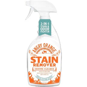 ANGRY ORANGE Pet Stain Remover Kit for Dog Urine - Enzyme Cleaner - Citrus - 32 oz + UV Flashlight