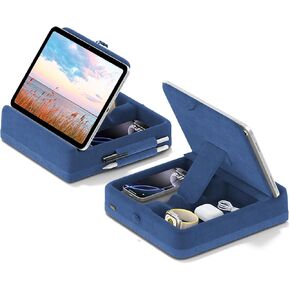 KDD Tablet Pillow Stand with Storage, Foldable iPad Holder for Bed, Lap and Desk, Angle Adjustable Soft Pad Dock with Stylus Mount Compatible with iPad Pro 12.9, 10.5, 11, Air, Mini, Phones, Books