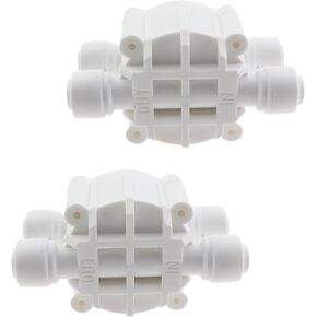 2PCS Water Purifier Quick Connect Four Side Valve 1/4inch 4 Way Pumpless Water Purifier Valve Low Pressure RO Machine Reverse Osmosis Quick Connect Snap-Free Fitting White
