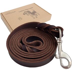 Leather Dog Leash 6ft, Dog Leashes for Large Dogs Heavy Duty, Soft and Strong Braided Leather Leashes for Large Breed Dogs, Dog Training Leash for Small Medium Large Dogs (6ftx3/4inch, Black)
