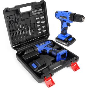 Jar-Owl 21V Cordless Drill Set, 0-1350RMP Variable Speed,350 in-lb Torque,10MM 3/8'' Keyless Chuck, 18+1 Clutch, 1.5Ah Li-Ion Battery & Charger for Home Tool Kit - Black & Yellow