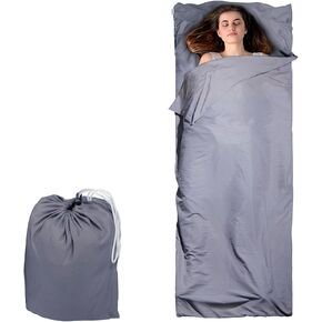 Sleeping Bag Liner with Stuff Sack, Gray, 87 x 35 inches