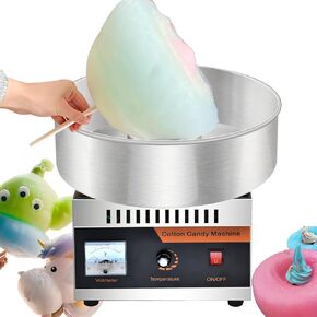 Cotton Candy Machine Commercial, 1000W Electric Cotton Candy Machine, Candy Floss Maker with Stainless Steel Bowl, Sugar Scoop, Perfect for Family Party, Kids Birthday