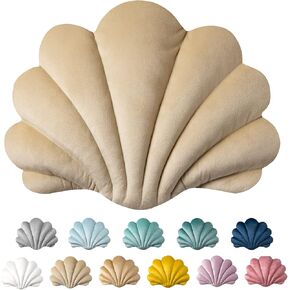 Ashler 3D Throw Pillows Shell Shaped Accent Throw Pillow, Soft Velvet Insert Included Cushion for Couch Bed Living Room, Pack of 1, Light Blue, 14 X 11 inches