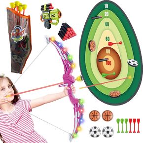 Kids Bow and Arrow Set Toy for Kids 4-8 8-12, Kids LED Light Up Archery Set Targets for Backyard Shooting Games, Indoor Outdoor Sport Playset Birthday Gifts Toys for Boys Girls