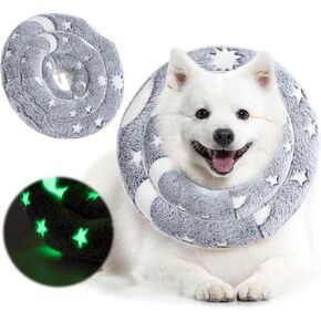 BALAPET Adjustable Soft Dog Cone Pet Recovery Collar for Dogs After Surgery Glow in The Dark Design Protective Elizabethan Collar Not Block Vision Fit for Dogs Recovery and Stop Licking(XS)