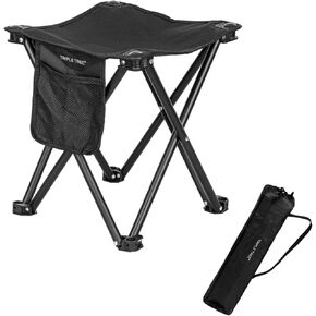 (Triple Tree 2 Pack Folding Camping Stool, 13.8 Inch Portable Lightweight Stool Seat with Side Pocket and Carry Bag for Travel, Hiking, BBQ, Fishing and Beach, Load Capacity to 400lbs