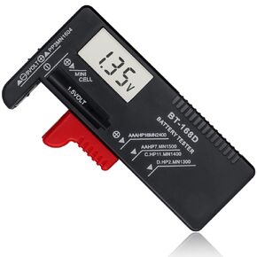 Mesee Universal Digital Battery Tester Small Analogue Battery Checker Multi Size Battery Capacity Testing for AA AAA C D 9V 1.5V Button Cell Household Batteries