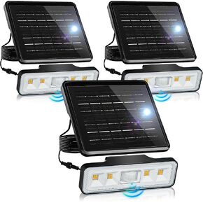Solar Flood Lights Outdoor 4000Lm, Solar Motion Lights Removable, IP67 Waterproof Solar Spot Lights Outside, Solar Powered Security Lights for Garage Porch Patio Yard Fence Garden(6500K)