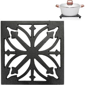 Sumnacon Cast Iron Trivet,9.6 x 6.3 Inch Metal Trivet with Rubber Feets,Heat Resistant Iron Trivet for Hot Dish Pot Pan Plate Teapot,Rustic Trivet Cast Iron for Kitchen Cooktop Dining Table, Green