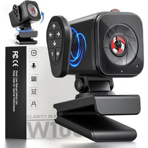 Webcam for PC/Laptop/Mac with Remote Control, 2K Computer Camera, Low-Light Correction, AI-Noise Canceling Mics, Adjustable Field of View, Built-in Privacy Cover, Stereo Mics